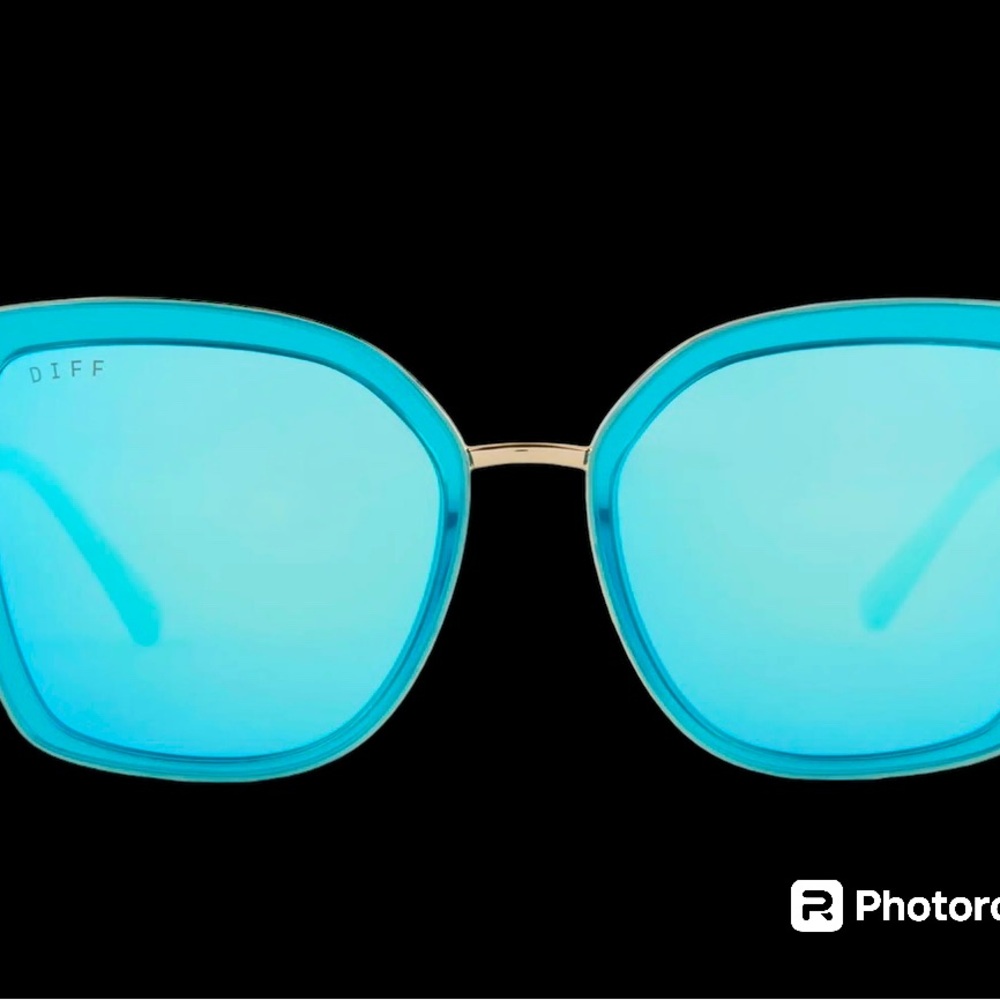 Diff Sunglasses Oversized Cateye Turquoise Claris… - image 4